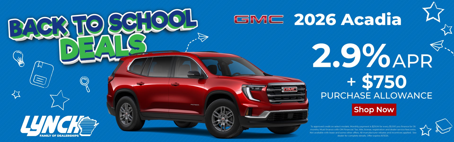 2026 Acadia Back to School Offer