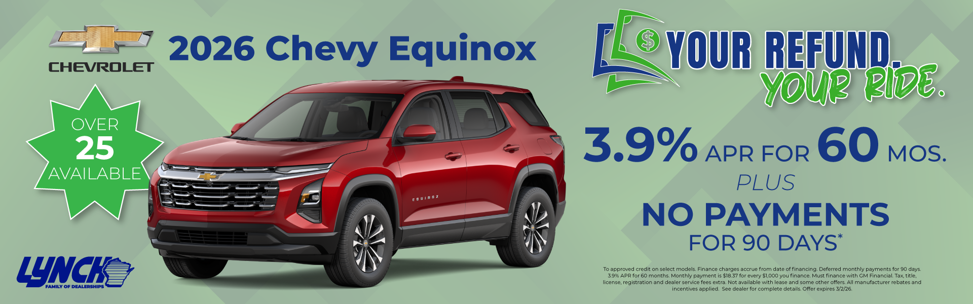 chevy equinox at lynch burlington. your refund your ride