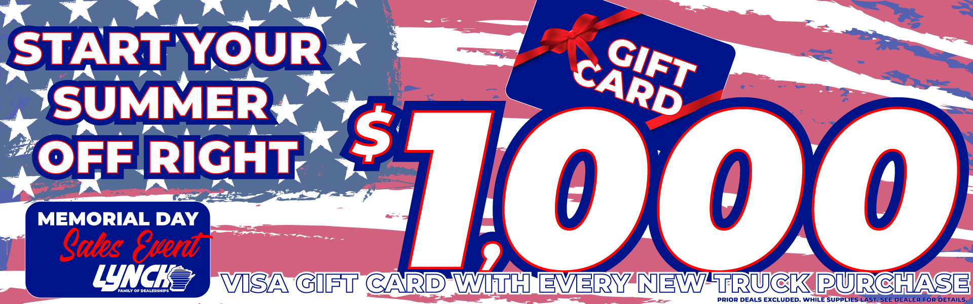 $1000 Visa Gift card Giveaway with purchase of any new truck